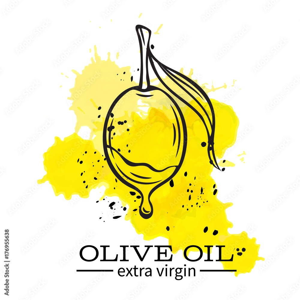 Wall mural olive with a drop of oil - Wall murals