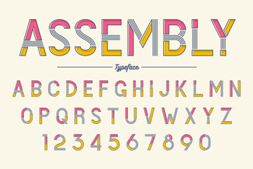 Assembly vector decorative font design, alphabet, typeface, typo