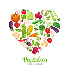 heart shaped with vector vegetables