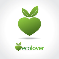 fruit in love shaped with leaves