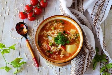 Vegetable soup with rice