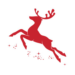 Fototapeta premium Ilustracja z sylwetką czerwonego renifera na białym tle. Projekt wektor z Boże Narodzenie jelenia.