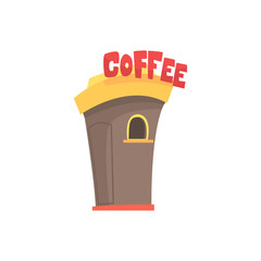 Street coffee shop, takeaway kiosk cartoon vector Illustration