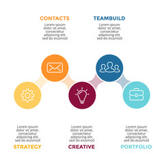 Vector circle metaball infographic, cycle diagram, graph, presentation chart. Business concept with 5 options, parts, steps, processes.