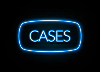 Cases  - colorful Neon Sign on brickwall