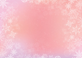 Pink elegant winter background with snowflake border