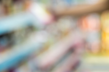 Supermarket blur background with bokeh light ,Product shelf