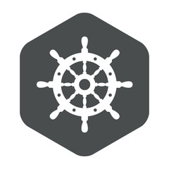 Icono plano timon en hexagono gris