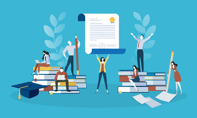 Flat design style web banner for education, knowledge, certificate, training courses. Vector illustration concept for web design, marketing, and print material.