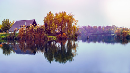 House on the lake. Comana natural park, Comana village, Giurgiu county, Romania 
