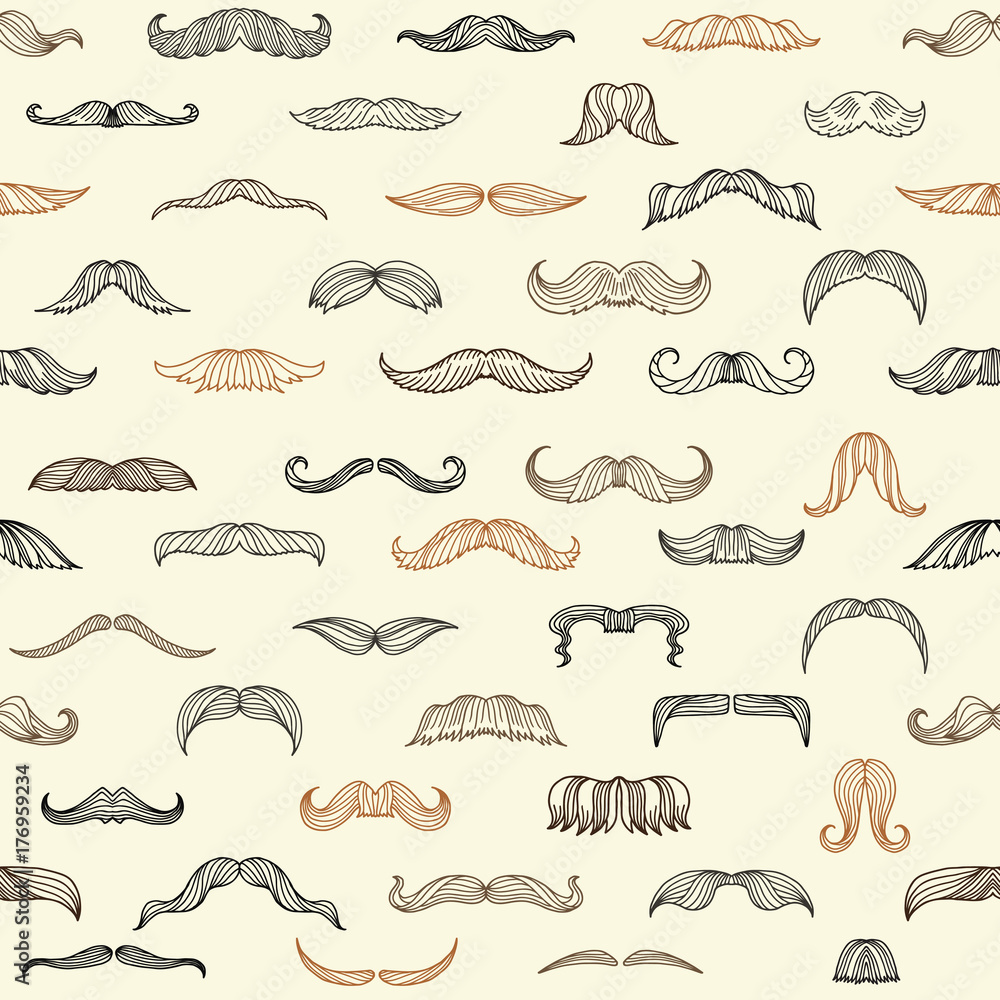 Poster seamless set with mustache of men