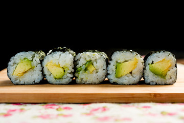 Japanese food Sushi Roll Maki of Salmon and avocado