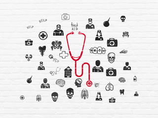 Medicine concept: Stethoscope on wall background