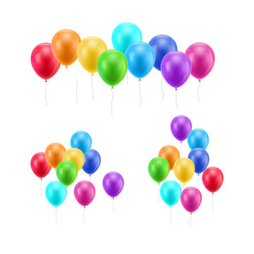 Lot flying balloons white background. A lot of flying balloons on a white background for designers and illustrators. Bunch of balls in the form of vector illustration