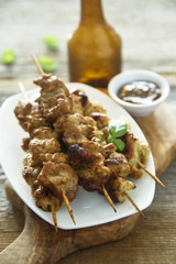 Chicken satay with peanut butter sauce