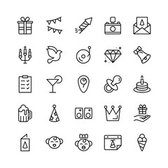 Happy birthday icon set.