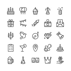 Happy birthday icon set.