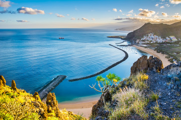 Amazing view of beach las Teresitas with yellow sand. Location: Santa Cruz de Tenerife, Tenerife,...