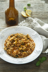 Mussels risotto with tomatoes