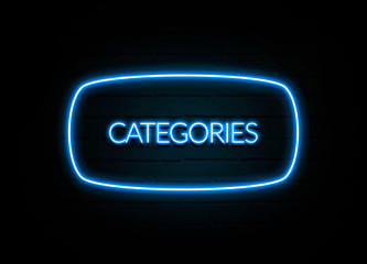 Categories  - colorful Neon Sign on brickwall