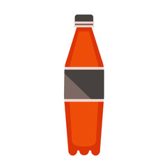 A bottle of fizzy drink. Flat Vector Icon Illustration, isolated on white Background.