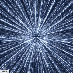 Abstract science or technology background. Array with dynamic particles. Vector illustration.