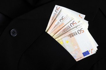 fifty euros banknotes in pocket