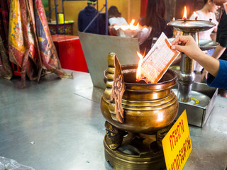 Donated coffin in Wat Hua Lamphong, Temple in Bangkok