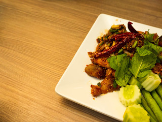 spicy minced pork salad, Thai Food