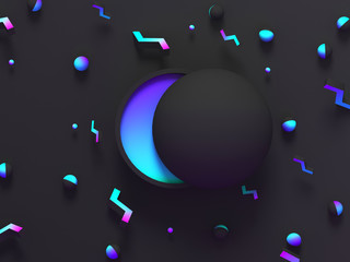 Abstract shaded 3d geometric background. Black modern glow design for poster, cover, banner, card.