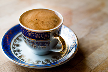Turkish Coffee in traditional cup.