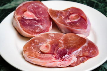 pieces of meat on the plate