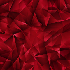 Abstract deep red polygonal backdrop. Beautiful geometric design for business presentations. Festive diamond background
