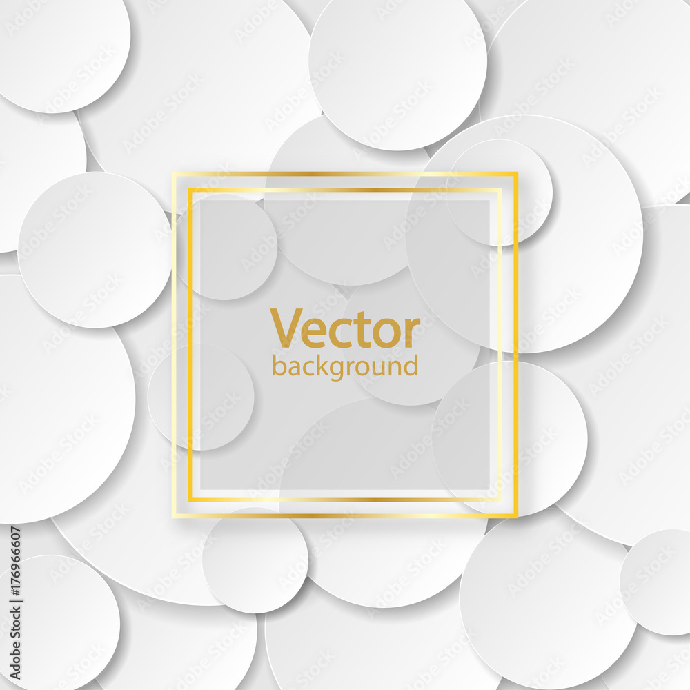Poster wyite circle paper cut style with drop shadow on black background. modern elegant backdrop, template