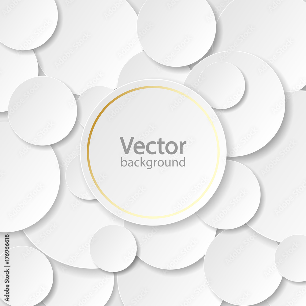 Poster wyite circle paper cut style with drop shadow on black background. modern elegant backdrop. round no