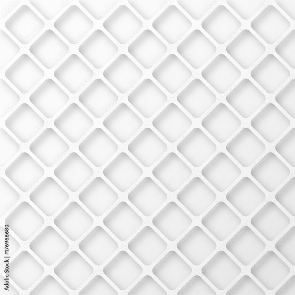 Poster geometric cellular pattern. abstract spatial monochrome structure with a shadow. stack of white net 
