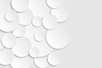 White circle paper cut style with drop shadow on white background. Modern elegant  backdrop with place for text. Round notes