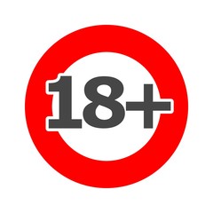 18+ age restriction sign, Vector eighteen icon