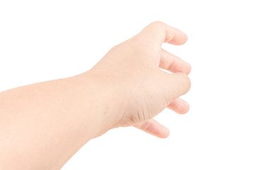 Close up Hand and arm  on white  background.