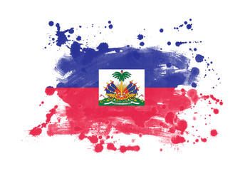 Haiti flag grunge painted background