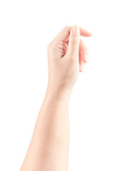 Close up Hand and arm  on white  background.