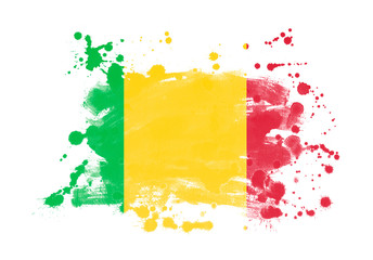 Mali flag grunge painted background