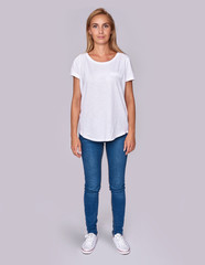 full length of a casual pretty girl. Isolated