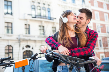 romantic couple in the street