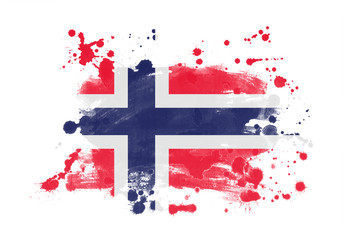 Norway flag grunge painted background