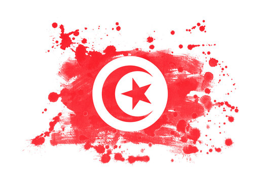 Tunisia flag grunge painted background
