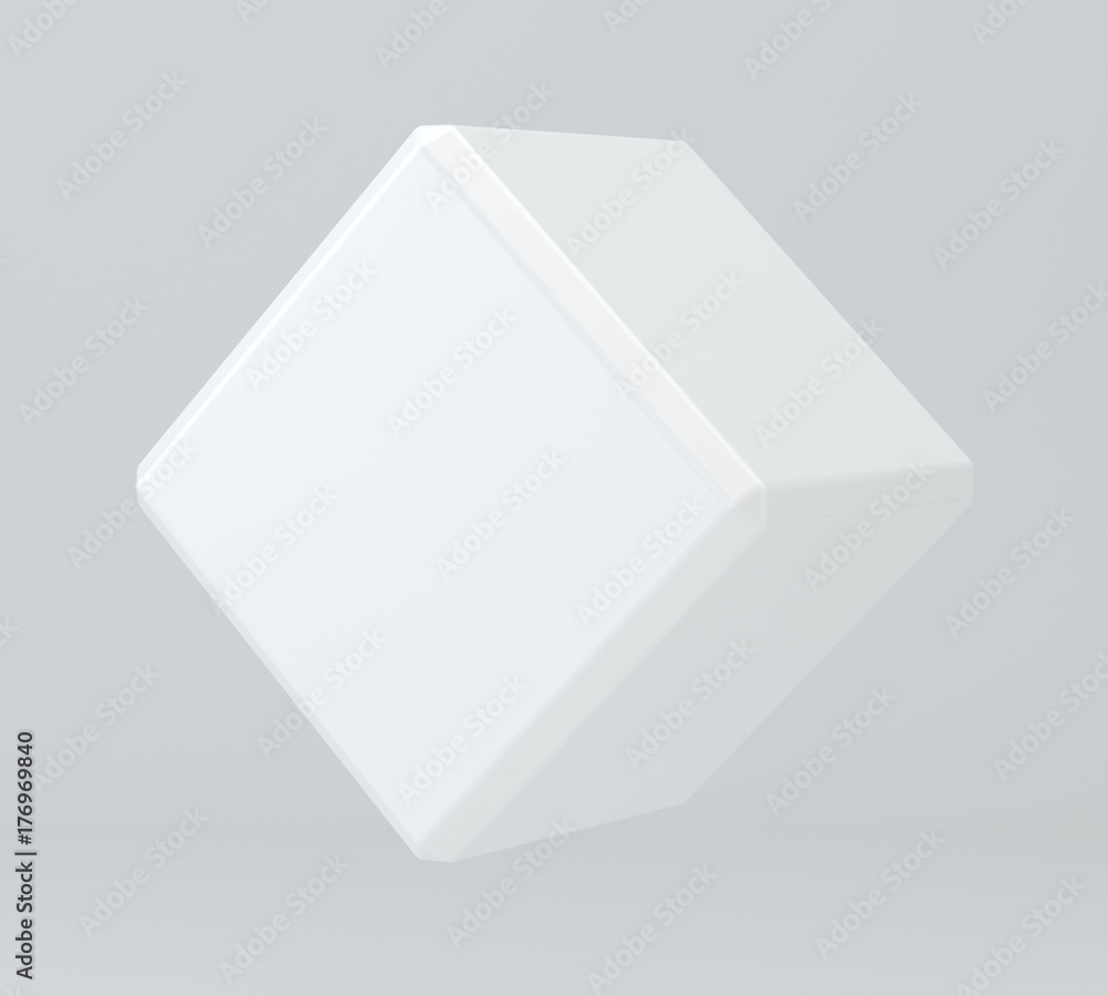Poster white cube on wall studio background. 3d rendering