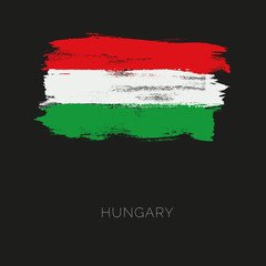 Hungary colorful brush strokes painted national country flag icon. Painted texture.