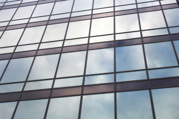 Modern building. Modern office building with facade of glass.