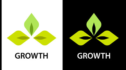 The logo for the company engaged in the cultivation of plants. Sign of green leaves on white and black background. Colorful leaves logo concept for web or print.